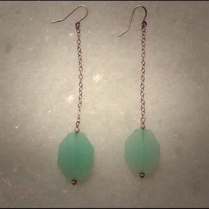 Vintage Estate silver and glass drop earrings